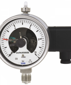 Bourdon tube pressure gauge with switch contacts